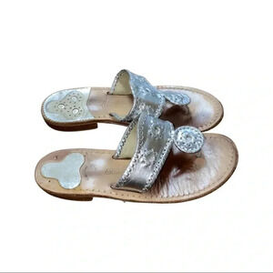Jack Rogers Silver Thong Sandals Size 7